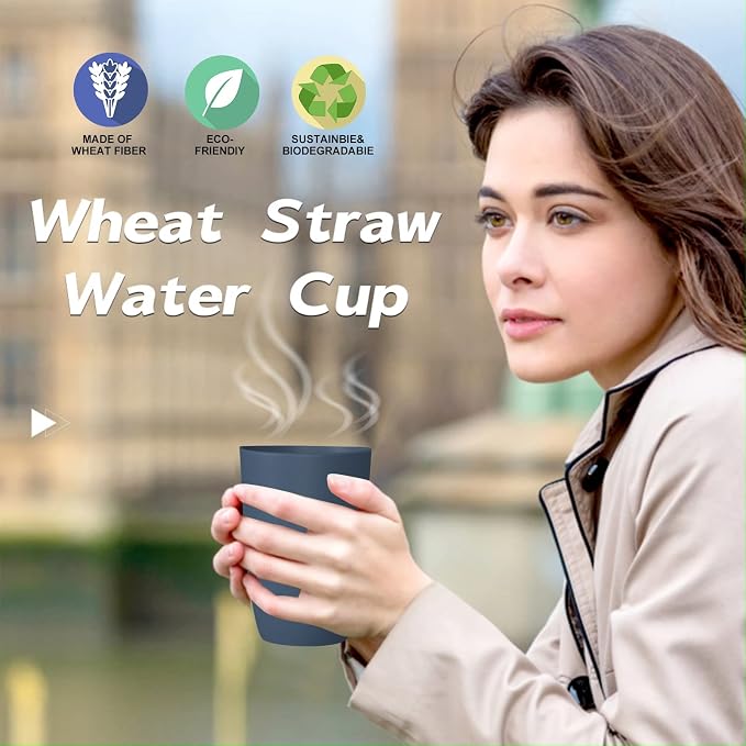 Wrova Wheat Straw Cups 8 PCS Good Alternative to Plastic Reusable Cups 20 oz - Image 7