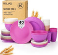 Wheat Straw Dinnerware Sets 40 PCS Bowl and Plate Sets by Perlapoc