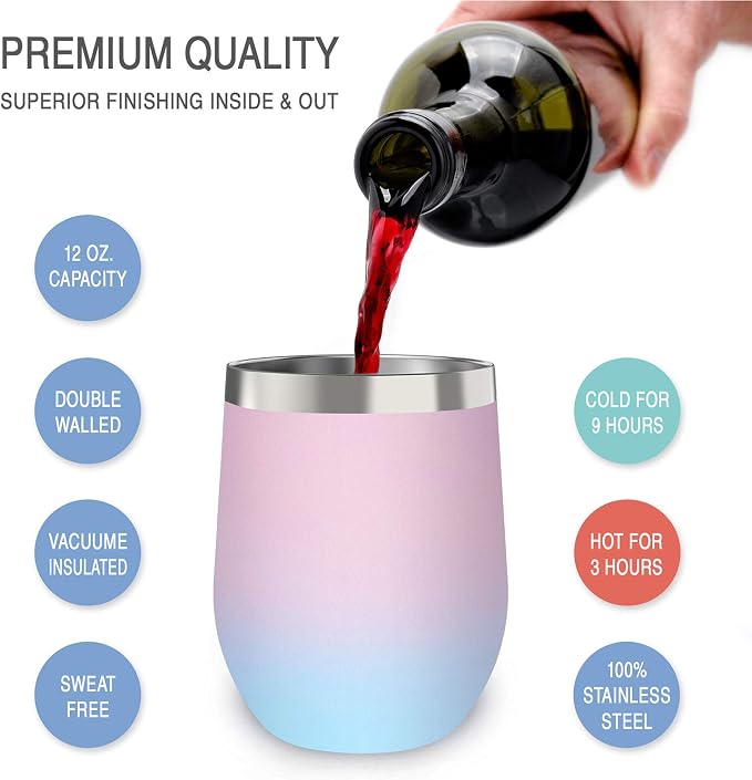 CHILLOUT LIFE 12 oz Stainless Steel Wine Tumbler - Image 3