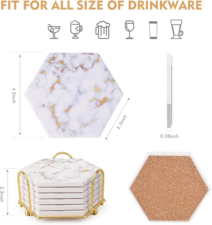 Marble Coasters for Drinks Absorbent - Image 4