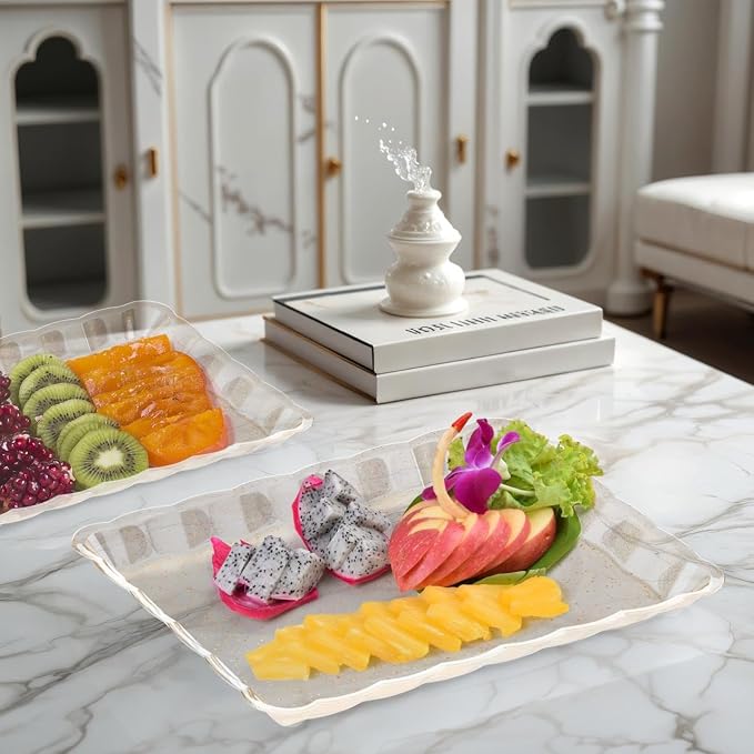 6 Pack Gold Glitter Plastic Serving Trays - Image 4