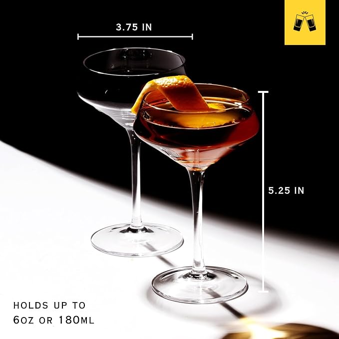LEMONSODA Classic Martini Glasses 6oz, Hand Blown Ribbed Design | Inspired by - Image 4