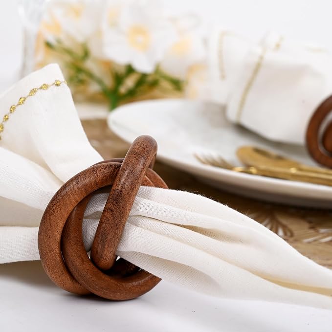 Wooden Napkin Rings, rustic farmhouse style, everyday dining, handcrafted - Image 8