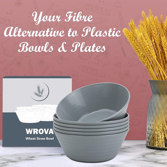 Wheat Straw Bowl Sets, Microwave and Dishwasher Safe Bowls, Dorm Bowl Sets BPA - Image 6