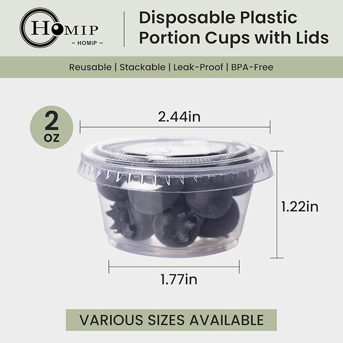HOMIP 200PACK 2oz Plastic Portion Cups - Image 2