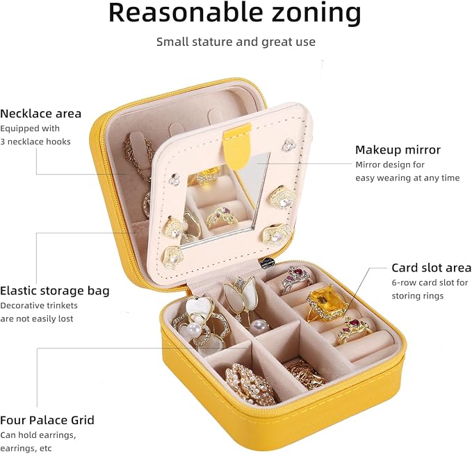 KElofoN Travel jewelry case Travel jewelry box Travel Jewelry Organizer Small - Image 3