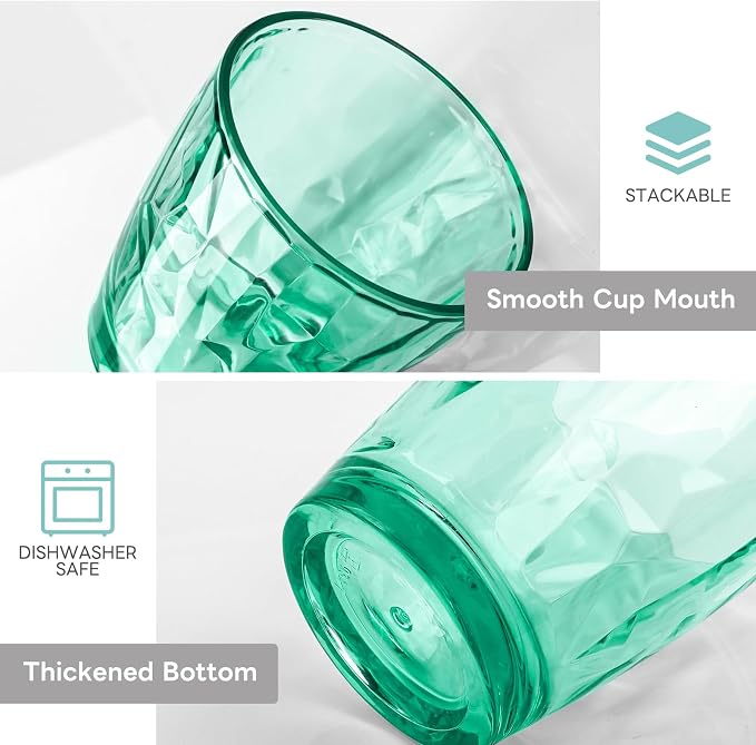 Topsky 10 oz Plastic Water Tumblers | Set of 4 Transparent Unbreakable Drinking - Image 5
