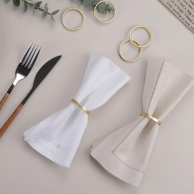 wonlex Cuff Brushed Gold Napkin Rings Set of 4, Circle Napkin Buckles Holder - Image 4