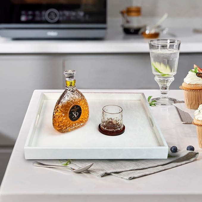 20 x 14 inches Leather Rectangle Serving Tray - Image 7