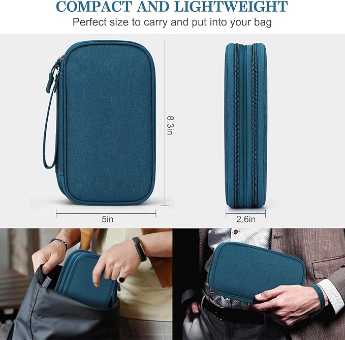 FYY Electronic Organizer, Travel Tech Pouch Bag, Dark Green | Wrist Strap - Image 2