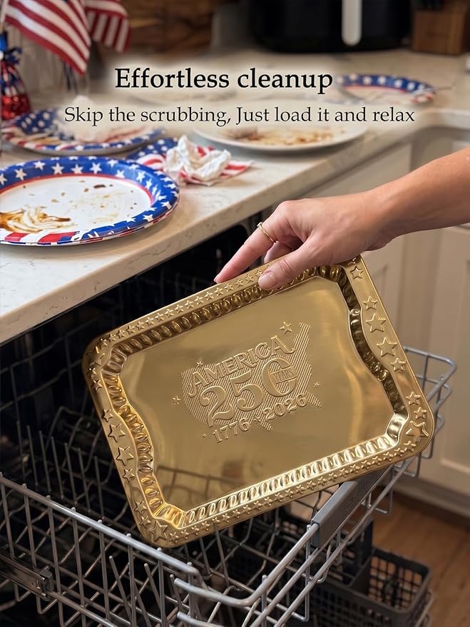 4 Pack 250th Anniversary USA Gold Serving Trays - Image 6