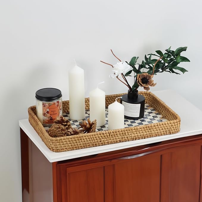 Rectangular Rattan Serving Trays, Coffee and Tea Trays, Bathroom Counter Decor - Image 5