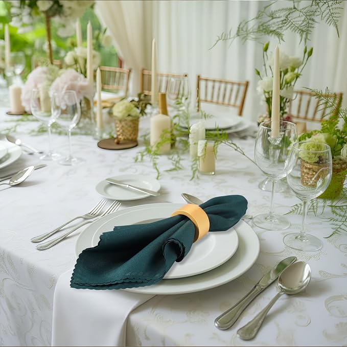 LemonRoad 24 Set Gold Napkin Rings Boho Wedding Wooden Napkin Holders Round - Image 7