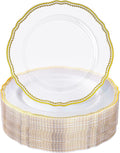 60 Pcs Clear Gold Dessert Plates by Hioasis