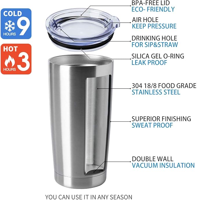HASLE OUTFITTERS 20oz Stainless Steel Tumblers Bulk, Insulated Travel Cup - Image 4