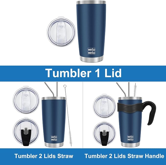 WETOWETO 20oz Insulated Stainless Steel Tumbler, Double Wall Vacuum Travel - Image 2