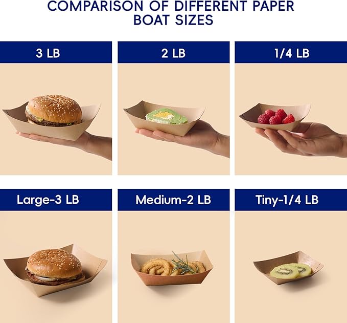 2lb Paper Food Tray 1000 Pack Disposable Paper Boat Serving Boat | Disposable - Image 4