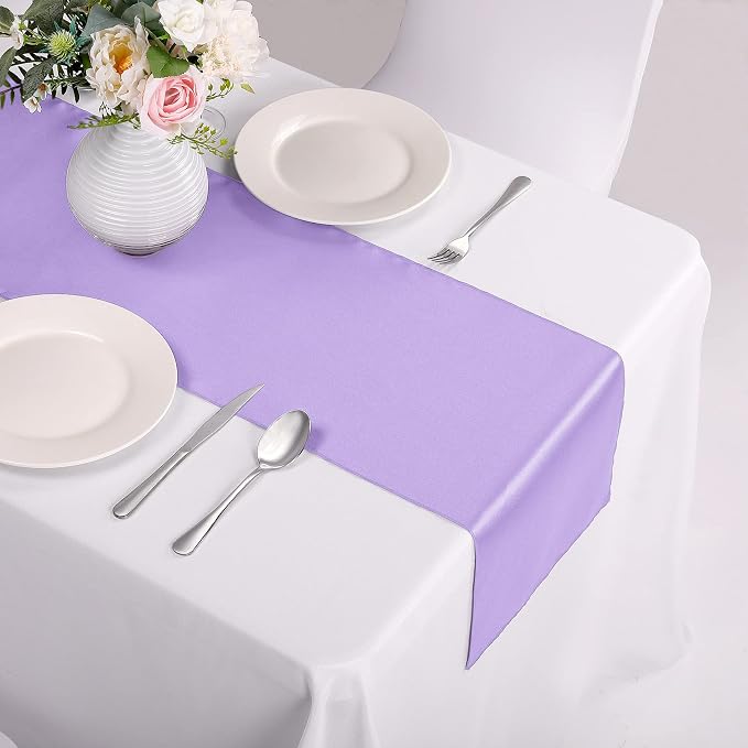 15-Pack Satin Table Runner Lavender 12 x 108 inches Long, Table Runners - Image 6