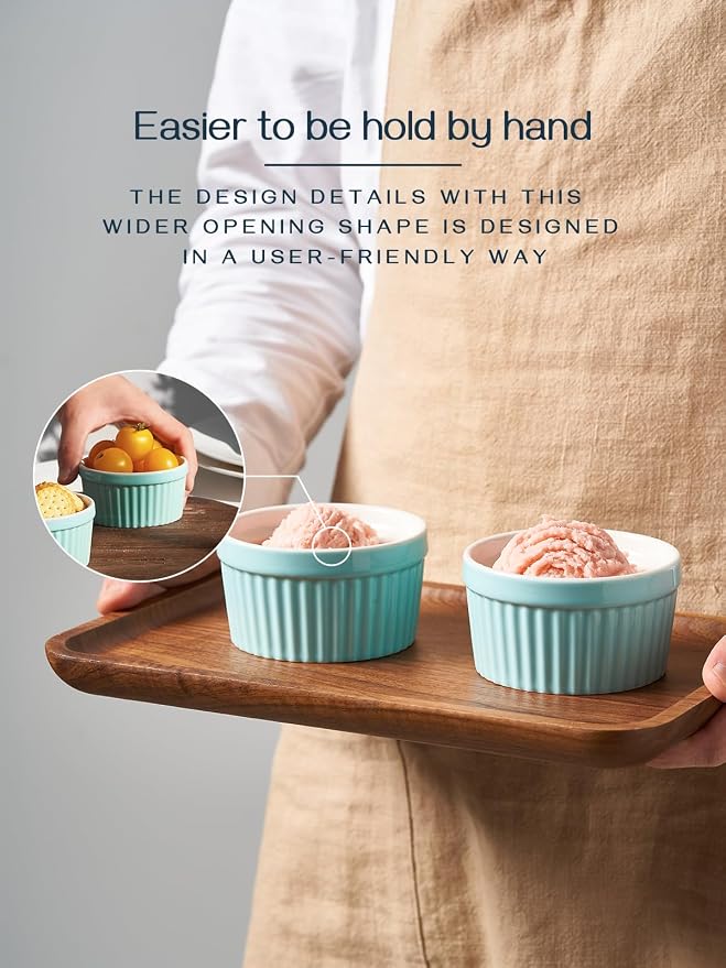 DOWAN 8 oz Ramekins for Creme Brulee, Porcelain Ramekin Oven Safe, Classic - Image 6