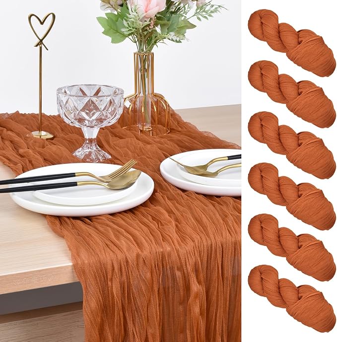 Rust Cheesecloth Table Runner Cheese Cloth Wedding Birthday Party Decor | 10Ft by Joanlody