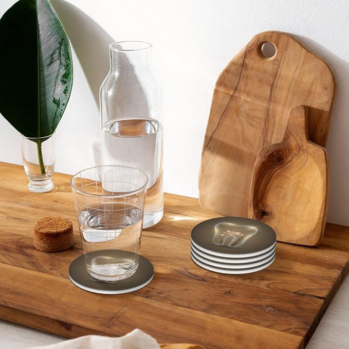 Tooth Dentistry Dental Coasters Set of 4, Absorbent Ceramic Drink Coasters Cup - Image 7