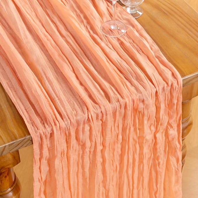 DeZerlor Peach Cheesecloth Table Runners 12 Pack Summer Boho Runners | - Image 2
