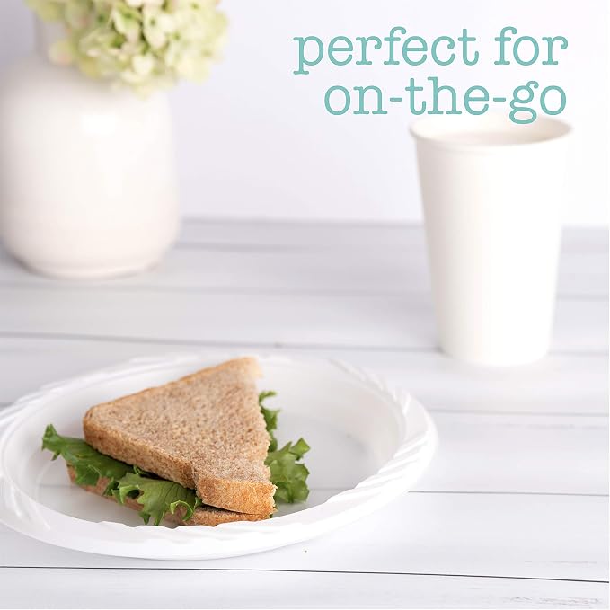 200 Count Disposable 7 Inch White Plastic Plates - Image 3
