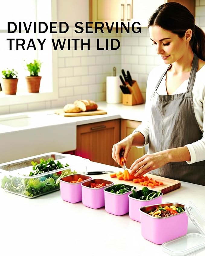 Snackle Box Container, Stainless Steel Divided Serving Tray - Image 7