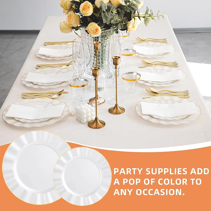 175PCS White Plastic Dinnerware Set, Wavy Plates - Image 8