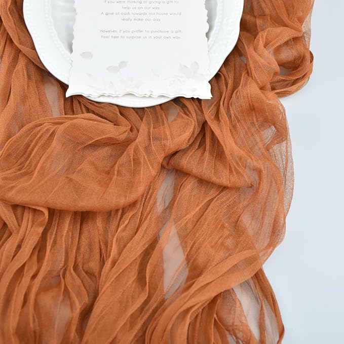 Rust Cheesecloth Table Runner Cheese Cloth Wedding Birthday Party Decor | 10Ft - Image 5