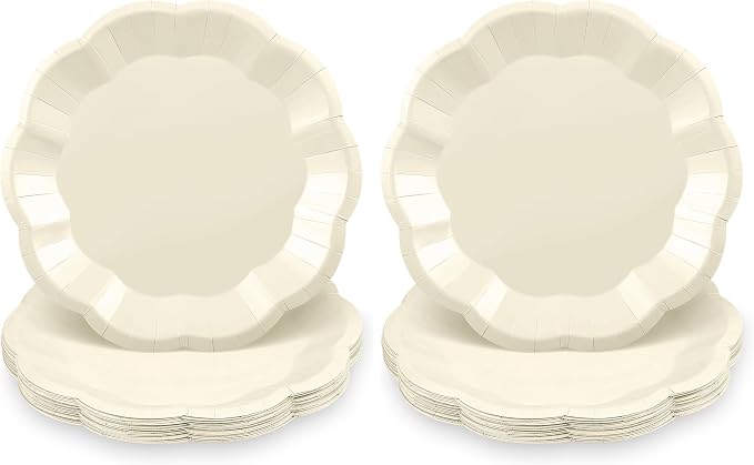 NatNarr 30pcs Ivory Paper Plates 7 In Small Cream Paper Plates Disposable Beige by NatNarr