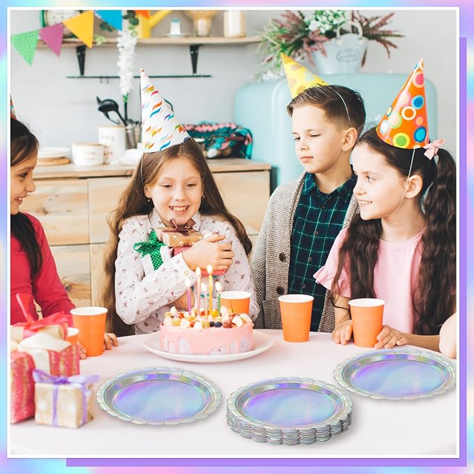 NatNarr 30 Pack Iridescent Plates, Unicorn Birthday, Oil- and Water-Resistant - Image 7