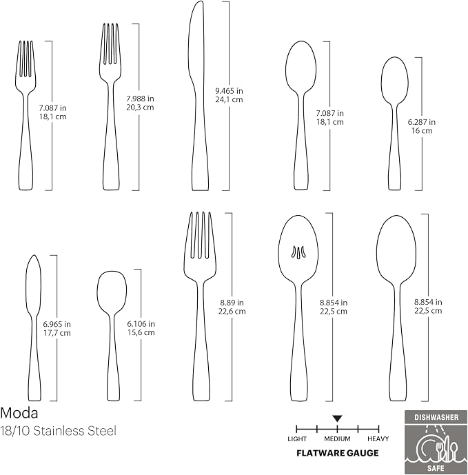 Oneida Moda 65-Piece 18/10 Stainless Steel Silverware Set - Image 7