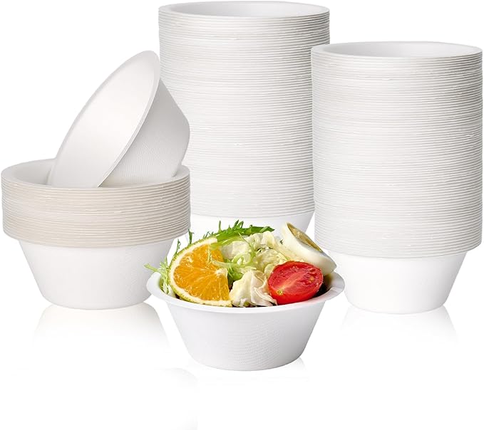 300 Pack 8 oz Compostable Paper Bowls Disposable, Suitable by ECOLipak