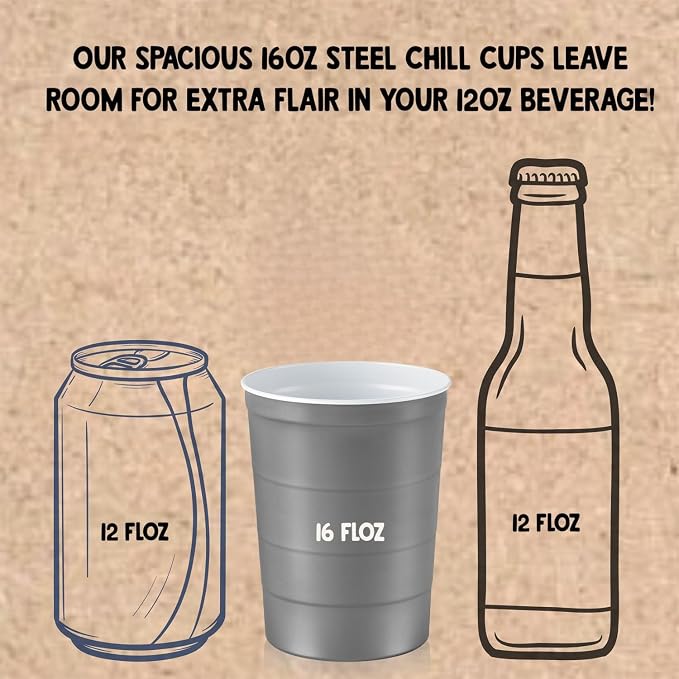 Steel Chill Cups 16 oz. Durable & Reusable Party Cups, 100% recyclable - Image 3