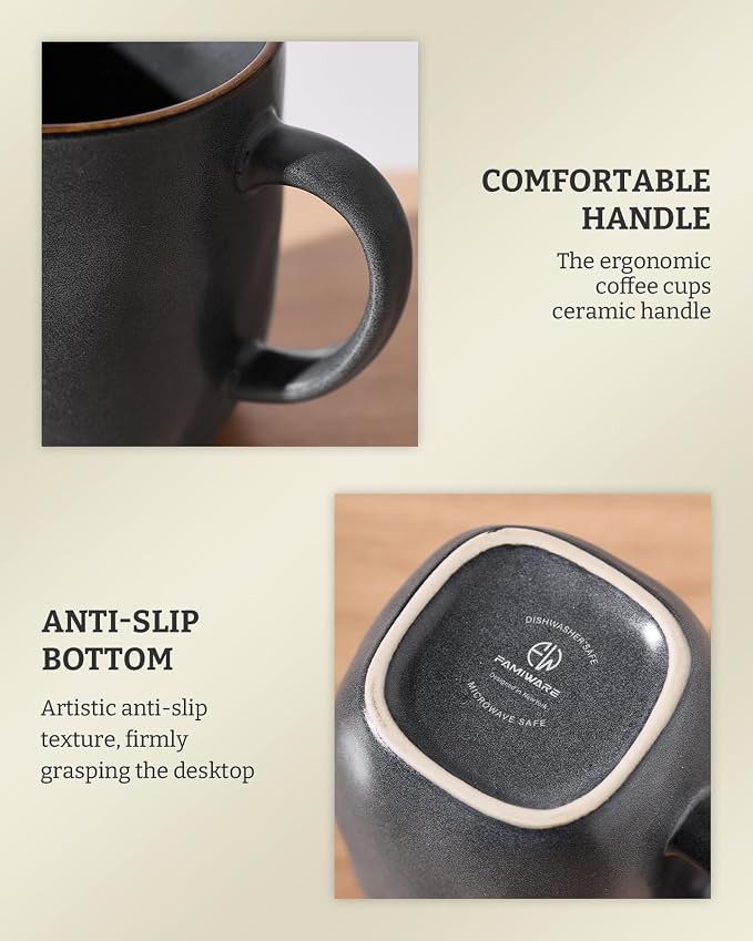 famiware Coffee Mugs Set of 4, Ocean Square 13oz Coffee Cup Set - Image 7