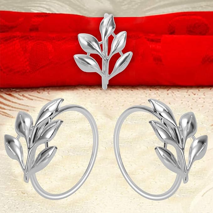 KPOSIYA Set of 20 Leaf Napkin Rings Metal Silver Napkin Holder Table Napkin - Image 5