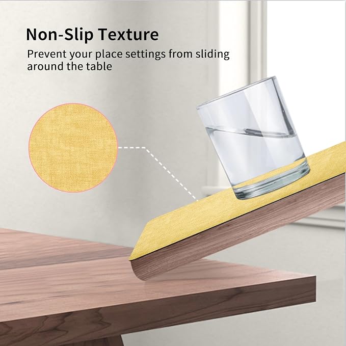Maxpearl Faux Leather Placemats Set of 6, Light Yellow | Waterproof - Image 6