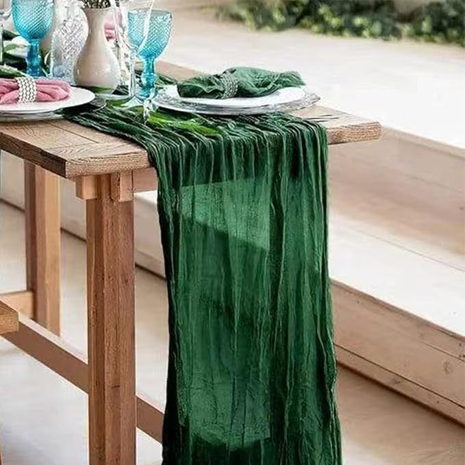 12Pack Emerald Green Cheesecloth Table Runner 20x120inch Gauze Runners | Boho - Image 5
