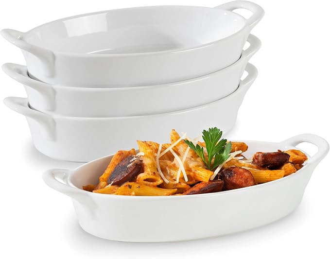 Oval Au Gratin Baking Dishes for Oven Safe and Microwave Cooking and Baking by HomeBeets