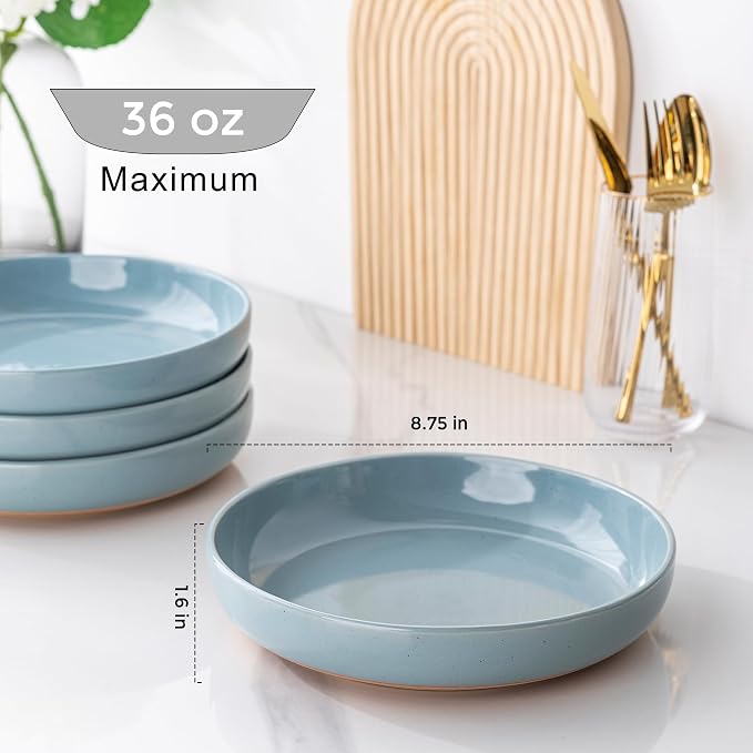 AmorArc 8.75'' Large Ceramic Pasta Bowls, 36oz Handpainted Stoneware Bowls Set - Image 2