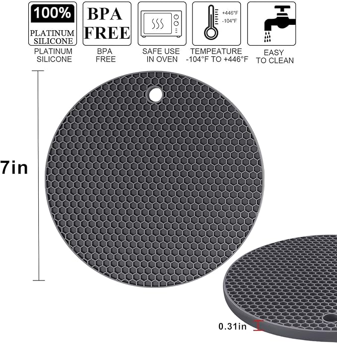 Silicone Trivets for Hot Pots and Pans, 0.31" Thick Trivet Mat for Hot Dishes - Image 7
