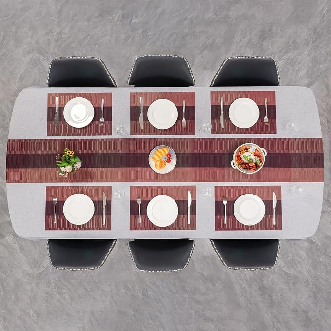 Table Runner 53 Inches Long, Vinyl Woven Farmhouse Table Runners | Washable - Image 8