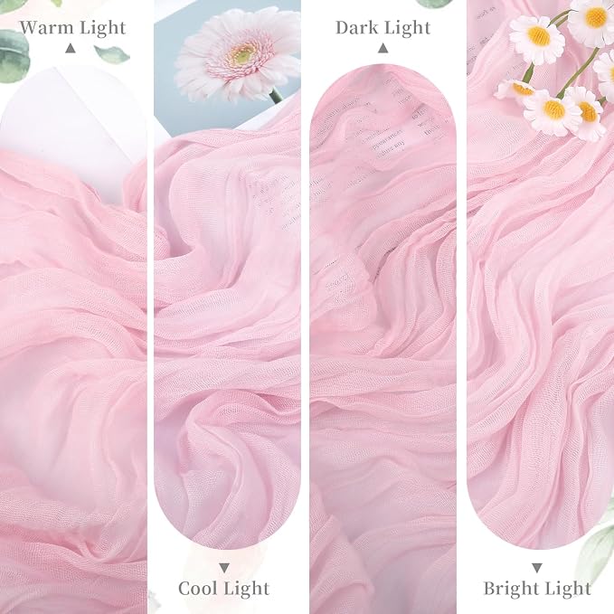 12 Pack Light Pink Table Runner Cheesecloth, Summer Rustic Sheer Gauze Table - Image 7