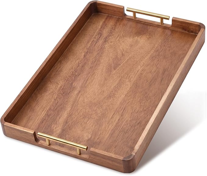 22 x 16 Inch Large Acacia Wood Serving Tray by Domensi
