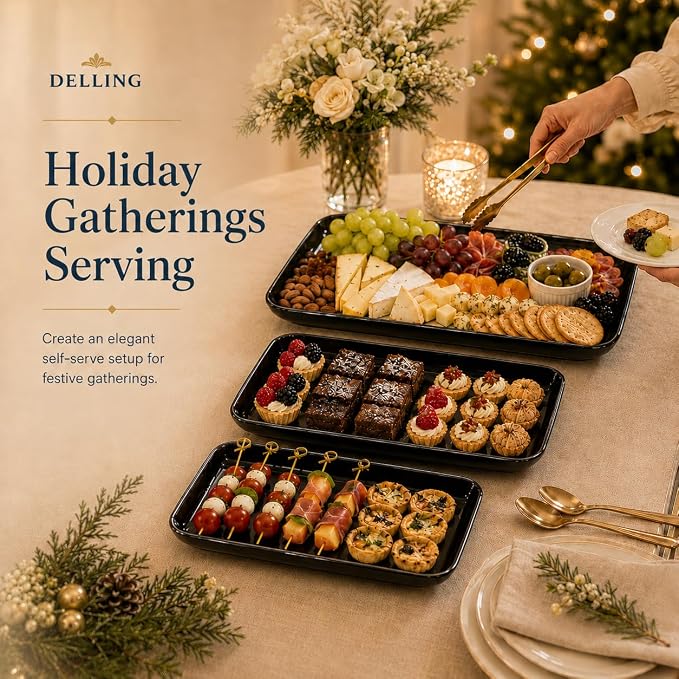 DELLING Large Serving Platter Set of 3, 16/14/12 Inch Porcelain Serving Trays - Image 5