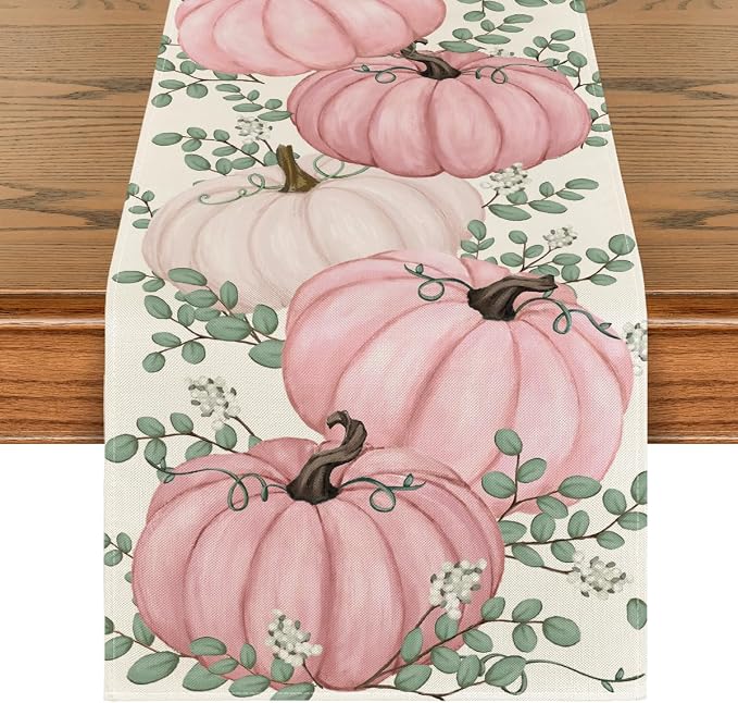 Artoid Mode 210 GSM Fall Table Runner 13x48 Inch Home Party Decor | Pink by ArtoidMode
