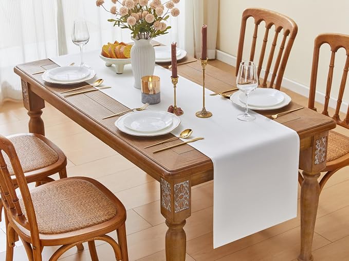 YATOJUZI White Table Runner Seasonal Kitchen Dining Coffee Table Decoration 95 - Image 6