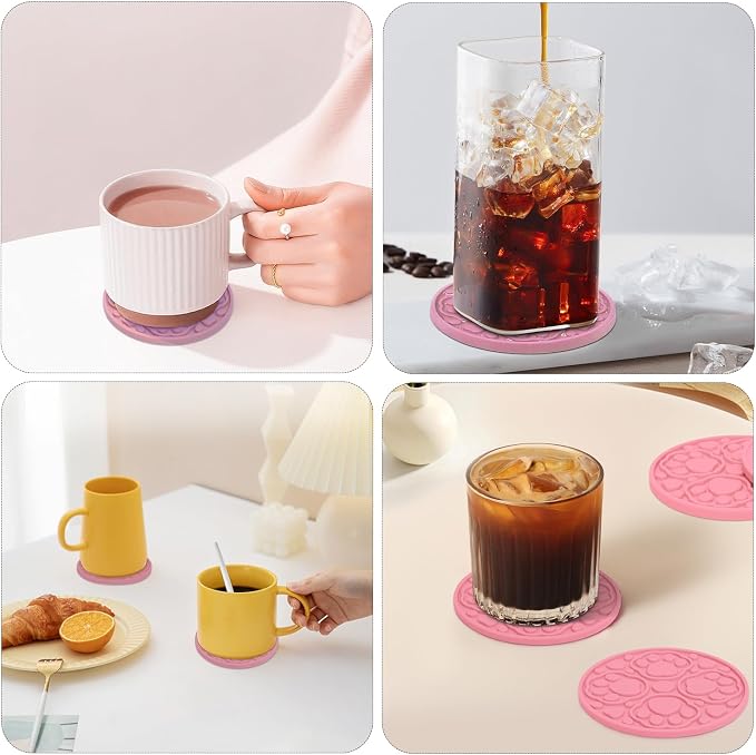 4 Inch Non-Slip Silicone Drink Coasters Set of 6 - Image 5