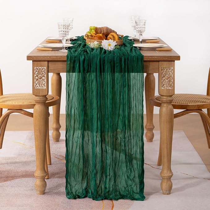 6 Pack Emerald Green Cheesecloth Table Runner 10ft Sheer Gauze Decor | - Image 3